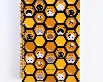 Bee Hive Cats Dotted Pages Spiral Notebook
