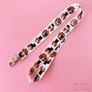 Mushroom Cats Pattern Lanyard