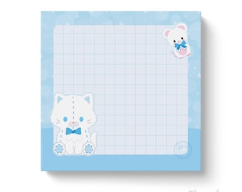 White Cat Plushie Sticky Notes