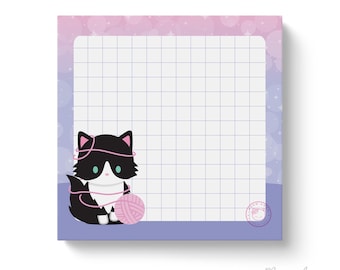 Tuxedo Cat Yarn Sticky Notes
