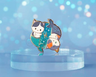 Pisces Zodiac Cat Enamel Pin: Glitter Collection