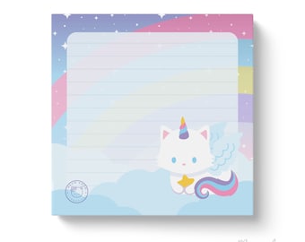 Unicorn Fluffy White Cat Sticky Notes