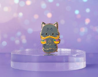 Libra Cat Glitter Enamel Pin: Zodiac Cat Lover Accessory
