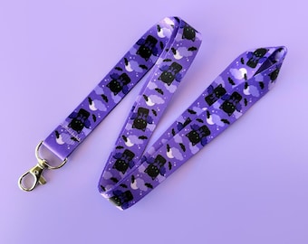 Bat Cats Lanyard | Purple Halloween Lanyard
