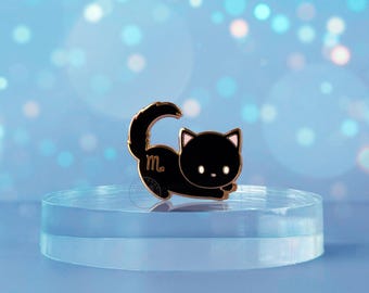 Scorpio Cat Enamel Pin: Zodiac Sign Gold Metal