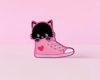Colorful Sneaker Cats Dyed Metal Enamel Pins
