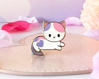 Patel Calico Heart Cat Hard Enamel Pin