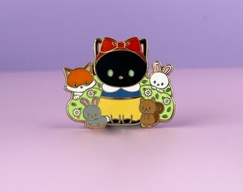 Fairest Meow Enamel Pin | Black Cat forest friends