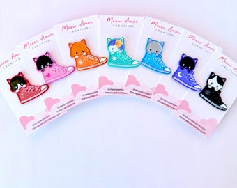 Colorful Sneaker Cats Dyed Metal Enamel Pins