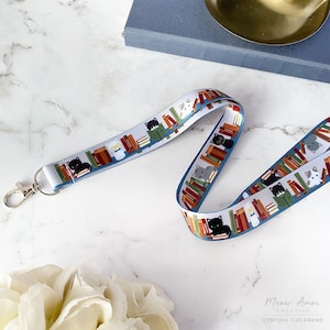 Book Cats Lanyard: Literary Cat Lover Accessory