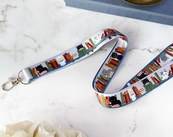 Book Cats Lanyard: Literary Cat Lover Accessory