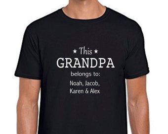 Opa Papa shirt, Aangepaste Grootvader t-shirt met kinderen namen, Gepersonaliseerde Vader Est. tee, Vaderdag cadeau, Nieuwe Opa tshirt