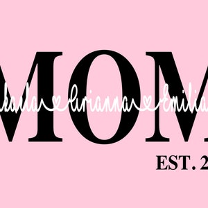 Custom Mom Hoodie with kids names, Personalized Sweater, Valentines Day gift for mom, New mom gift, Custom Mothers Sweatshirt Pullover Light Pink