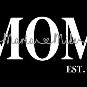 Custom Mom Hoodie with kids names, Personalized Sweater, Valentines Day gift for mom, New mom gift, Custom Mothers Sweatshirt Pullover Black (White&Silver)