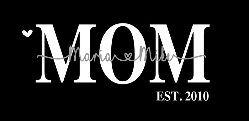 Custom Mom Hoodie with kids names, Personalized Sweater, Valentines Day gift for mom, New mom gift, Custom Mothers Sweatshirt Pullover Black (White&Silver)