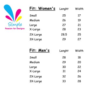 K&ouml;nnte beinhalten: Eine Tabelle mit den L&auml;ngen- und Breitenma&szlig;en f&uuml;r verschiedene Kleidungsgr&ouml;&szlig;en. Die Tabelle ist in zwei Abschnitte unterteilt: "Fit: Women's" und "Fit: Men's".