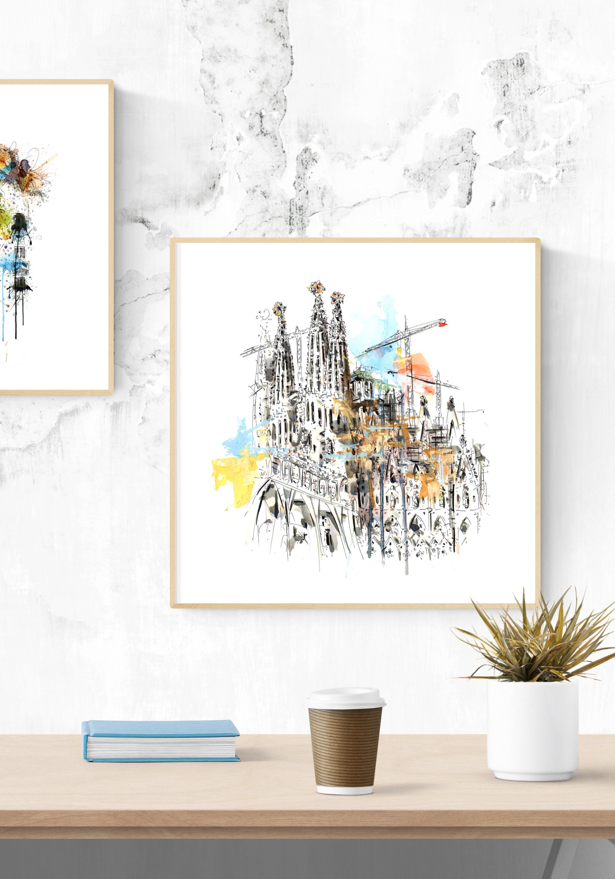 Sagrada Familia Barcelona Painting. Illustration Drawing - Etsy