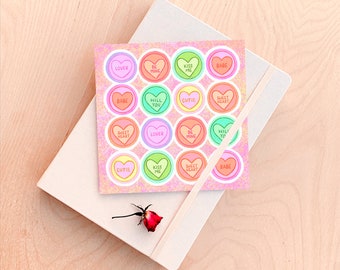 Candy Hearts Cute Card | Stationery Design Illustration | 100% Recycled | Cute Cards | Stationery Design Pretty Aesthetic Cards | Love