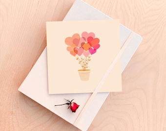 Love Grows Cute Card | Digital Design Illustration | Australian 100% Recycled | Cute Cards | Stationery Design Pretty Aesthetic Cards | Love