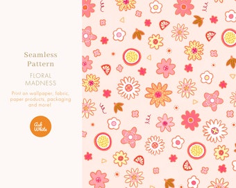 Floral Seamless Pattern | Illustration Design | Repeating Surface Pattern | Fabric Print | Stationery Design