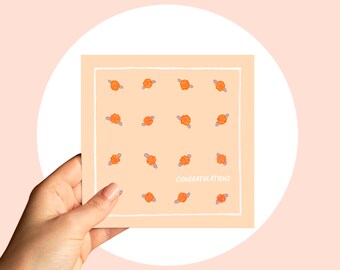 Peachy Congratulations Card | Matte 100% Recycled Card Stock | Printed in Melbourne | Colour Pop | Bright Happy Love Pastel Art