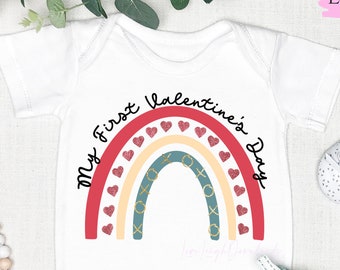 First Valentine's Day Rainbow Sublimation Design • Rainbow Baby Clipart PNG • Instant Download Print File
