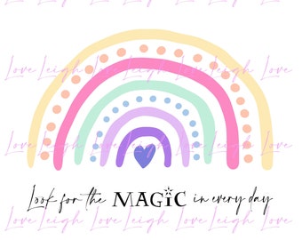 Pastel Rainbow Sublimation Design • Magic Positivty Clipart PNG • Instant Download Print File