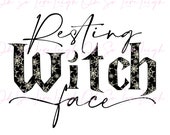 Resting Witch Face Sublimation Design • Hand-Designed Halloween Clipart PNG • Instant Download Print File