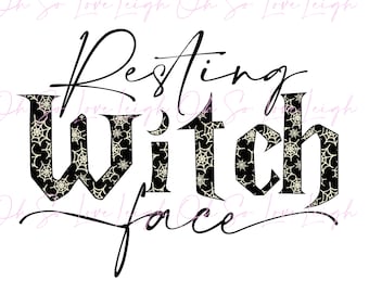 Resting Witch Face Sublimation Design • Hand-Designed Halloween Clipart PNG • Instant Download Print File