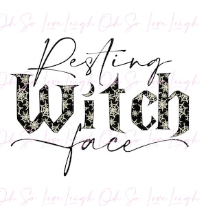 Witch Face Sublimation Design Halloween Clipart PNG Instant Download Print File Resting Witch Face image 2