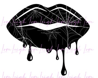 Spooky Halloween Lips Sublimation Design • Halloween CobWeb Clipart PNG • Instant Download Print File