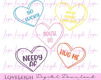 Valentine's SVG Love Hearts Bundle • Couple's Cut File Instant Download • Hand-Drawn Clip Art PNG DXF