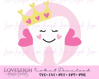 Tooth Fairy Princess SVG Cut File • Layered Princess Tooth Fairy DXF • Hand Drawn Instant Download