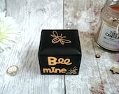 Engagement Ring Box Bee Mine Valentine's day Gift / Personalised Engagement Gift Ring Box / Custom Proposal / Marry Me Bee Gift Wedding