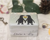Penguin Winter Wedding Luxury Wedding Ring Box • Penguin Wedding • Winter Wedding • Engagement Ring Box • Proposal • LGBTQ