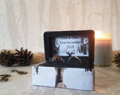 Winter Wedding Luxury Double Ring Box - Winter Wonderland - Deer / Stag Snow - Wedding Ring Box