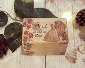 Luxury Wedding Ring Box • Beauty And The Beast Tale As Old As Time / Double Ring Box / Engagement Ring Box / Wedding Flowers Enchanted Rose