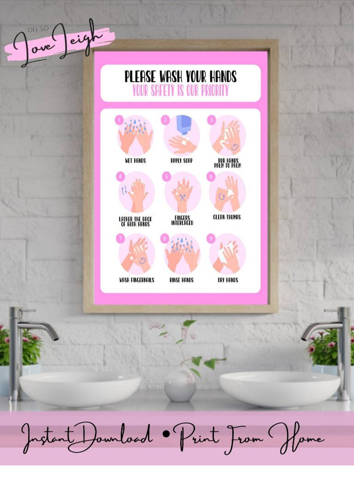 Hand Washing Instructions Printable A4 Download Print at - Etsy