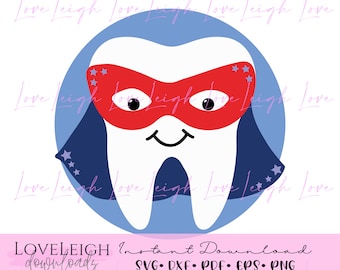 Tooth Fairy Hero SVG Cut File • Layered Super Hero Tooth Fairy DXF • Hand Drawn Instant Download