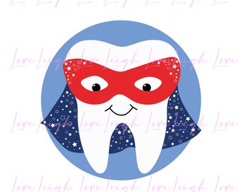 Tooth Fairy Hero Sublimation Design • Hand-Drawn Toothfairy Pouch Clipart PNG • Super Hero Instant Download Print File