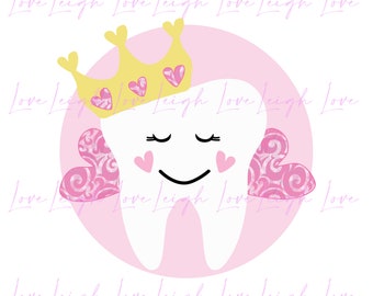 Tooth Fairy Princess Sublimation Design • Hand-Drawn Toothfairy Pouch Clipart PNG • Fairy Instant Download Print File