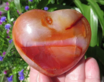 Carnelian Grade A Heart,  Natural Carnelian Agate from Madagascar, Heart Shaped Palm Stone
