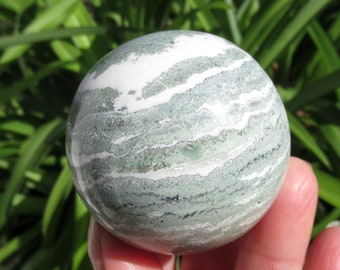 Green Sardonyx 52mm Sphere, Natural Green Sardonyx Crystal Ball from India