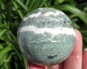 Green Sardonyx 47mm Sphere, Natural Green Sardonyx Crystal Ball from India