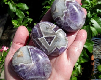 Chevron Amethyst, Choose One Palm Stone, Natural Amethyst from Zambia