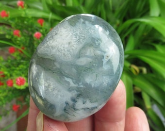 Moss Agate Palm Stone, Natural Green Moss Agate, Choose One Palm Stone