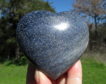 Lazulite  Heart, Natural Blue Lazulite, Large Puffy Heart from Madagascar