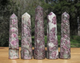 Garnet in Matrix, Choose One Obelisk Tower, Natural Pink Garnet