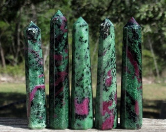 Ruby Zoisite  Obelisk Tower, Natural Ruby in Zoisite Obelisk Point