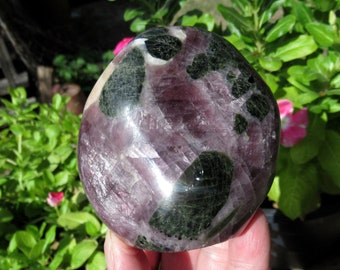 XRare Grade A Purple Anhydrite, Gemmy Flash Purple Angelite with Calcite and Chrome Diopside - Free Form Decor Display Crystal